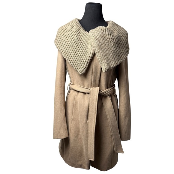 Anthropologie Elevenses Women's SZ M Judith Shawl Camel Wool Blend Belted Coat - Picture 2 of 13